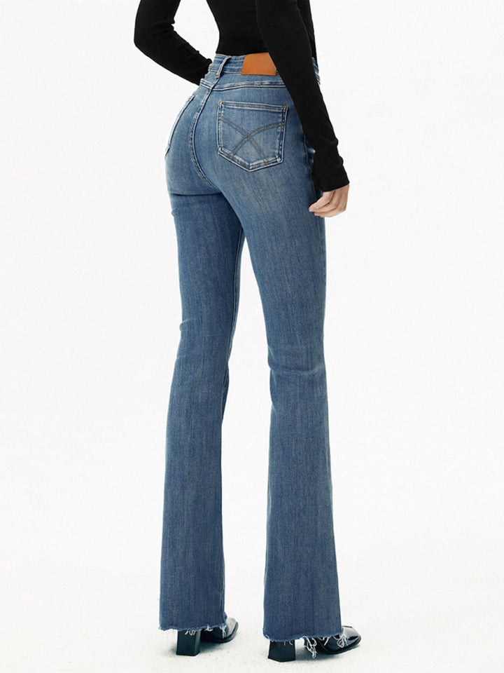 High-Waist Bootcut Jeans Slim Fit with Stretch