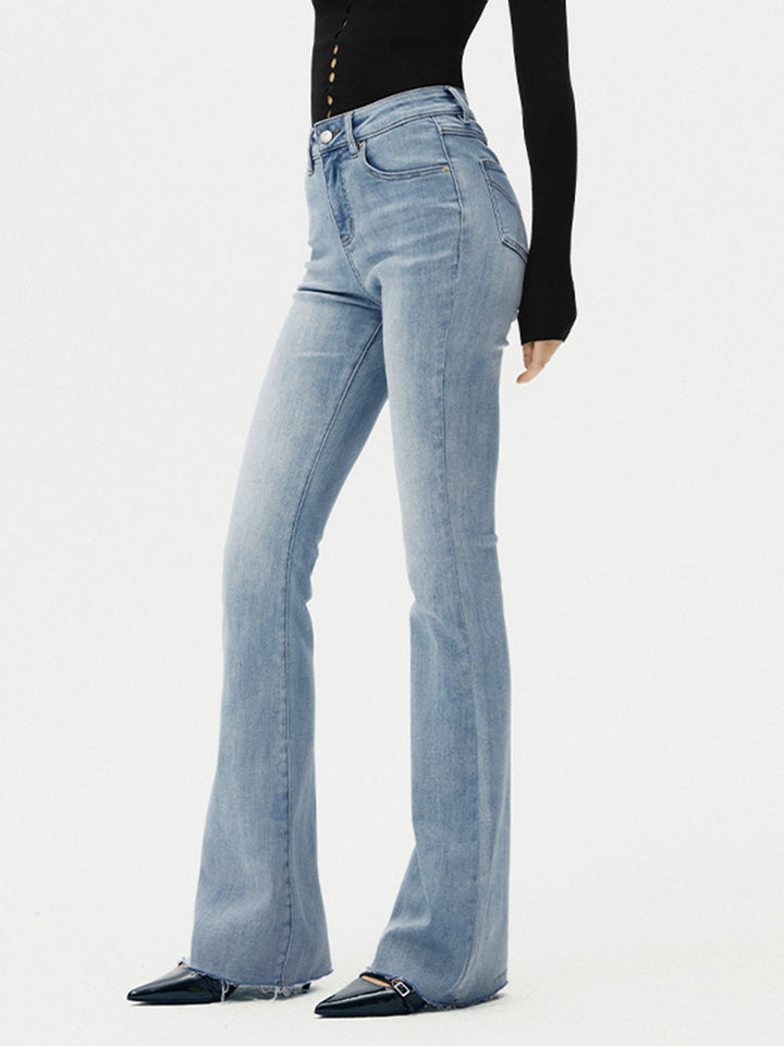 High-Waist Bootcut Jeans Slim Fit with Stretch