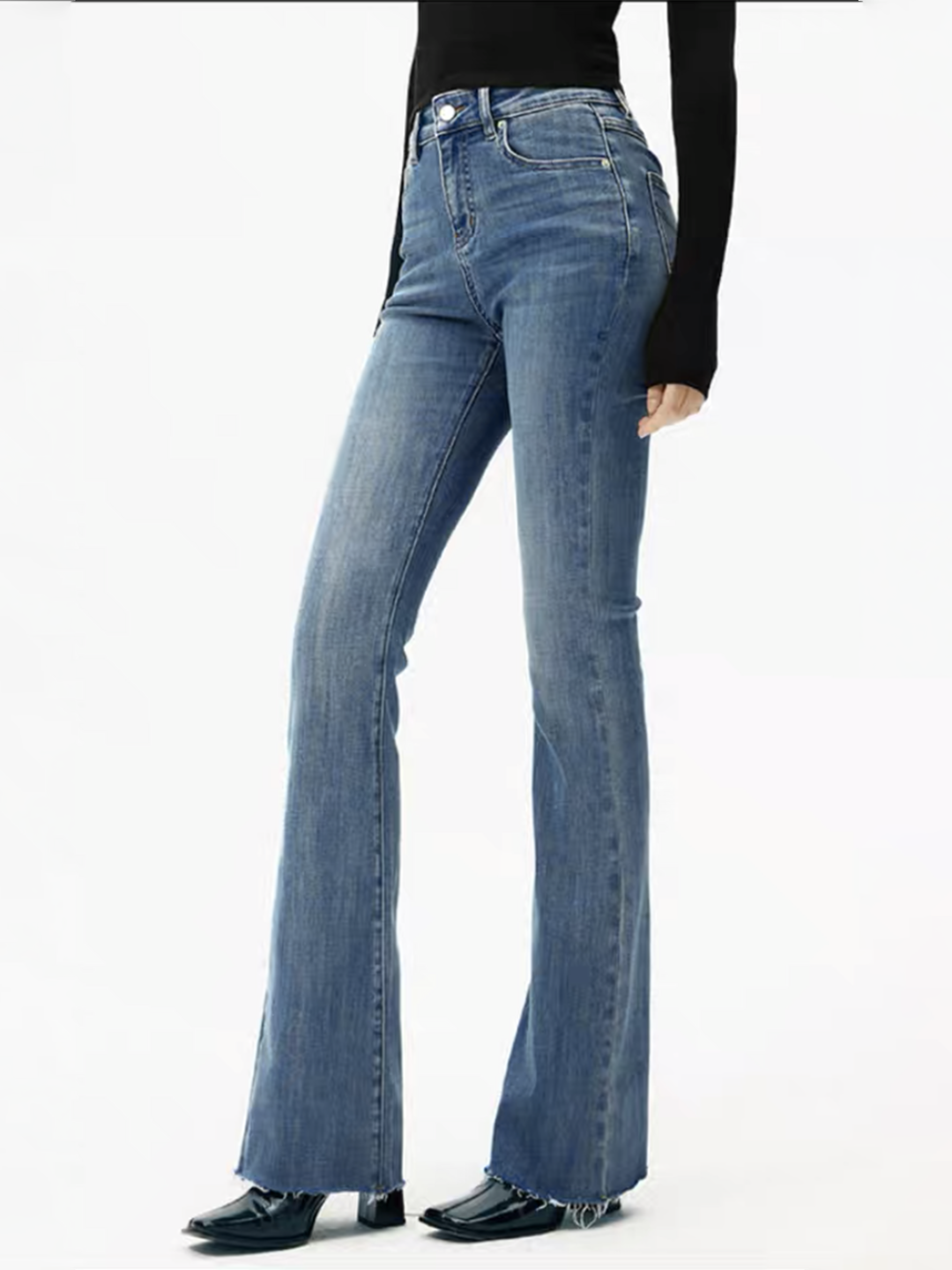High-Waist Bootcut Jeans Slim Fit with Stretch