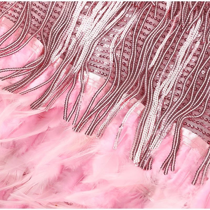 Mini Dress with Feathers in Elegant Style
