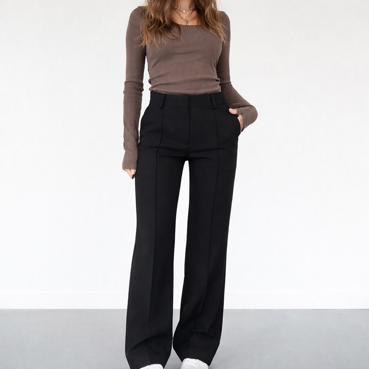 High-Waist Trousers with Straight Legs