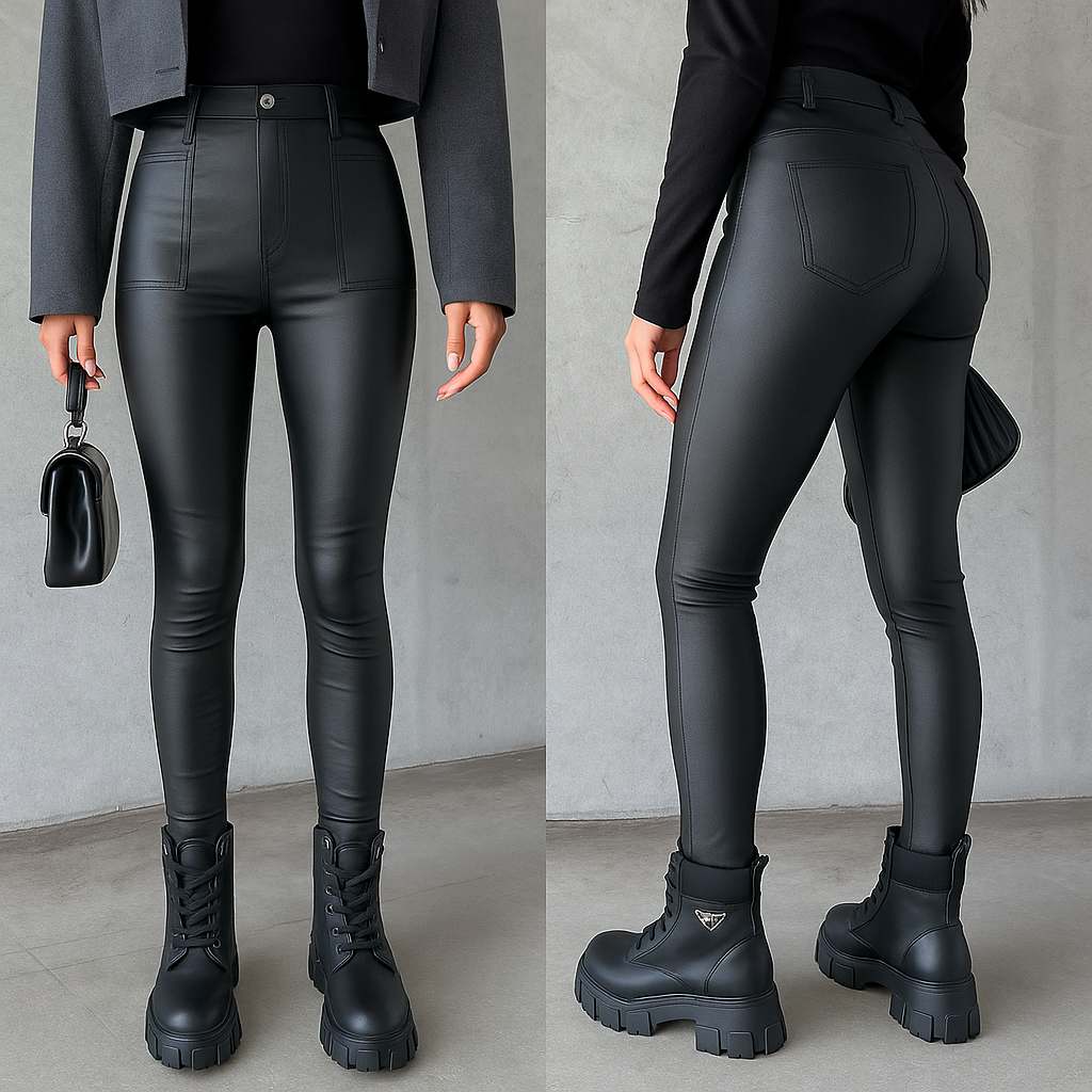 Fashionable Leather Look Trousers
