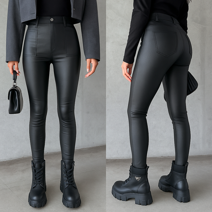 Fashionable Leather Look Trousers