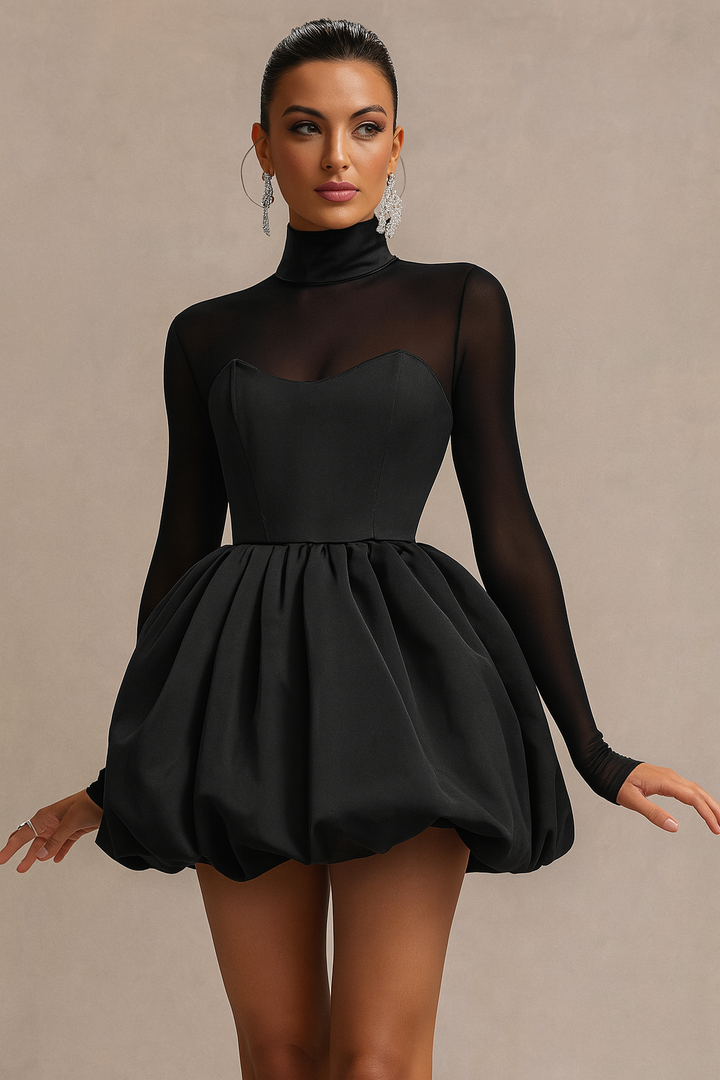 Mini Dress with Puff Skirt - Glamorous with Feminine Flair