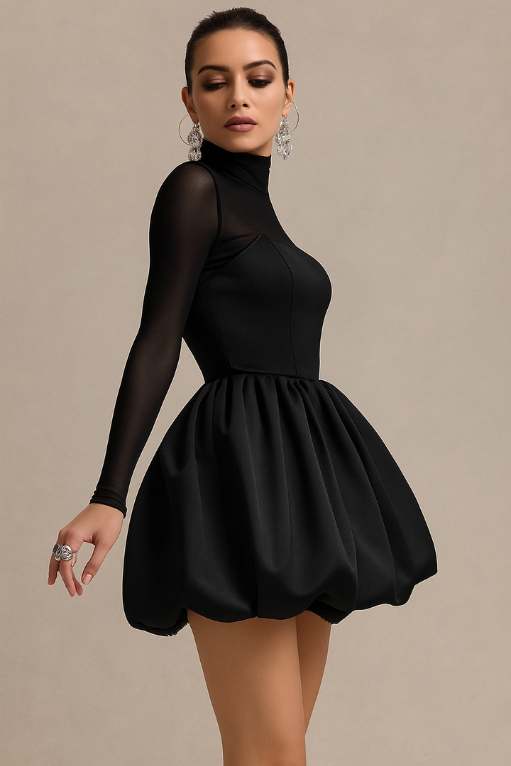 Mini Dress with Puff Skirt - Glamorous with Feminine Flair