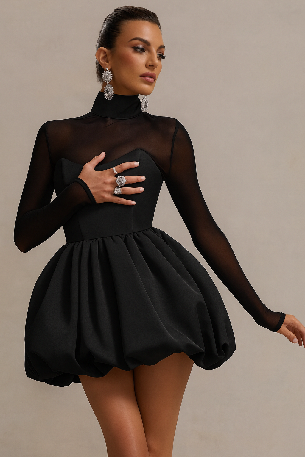 Mini Dress with Puff Skirt - Glamorous with Feminine Flair