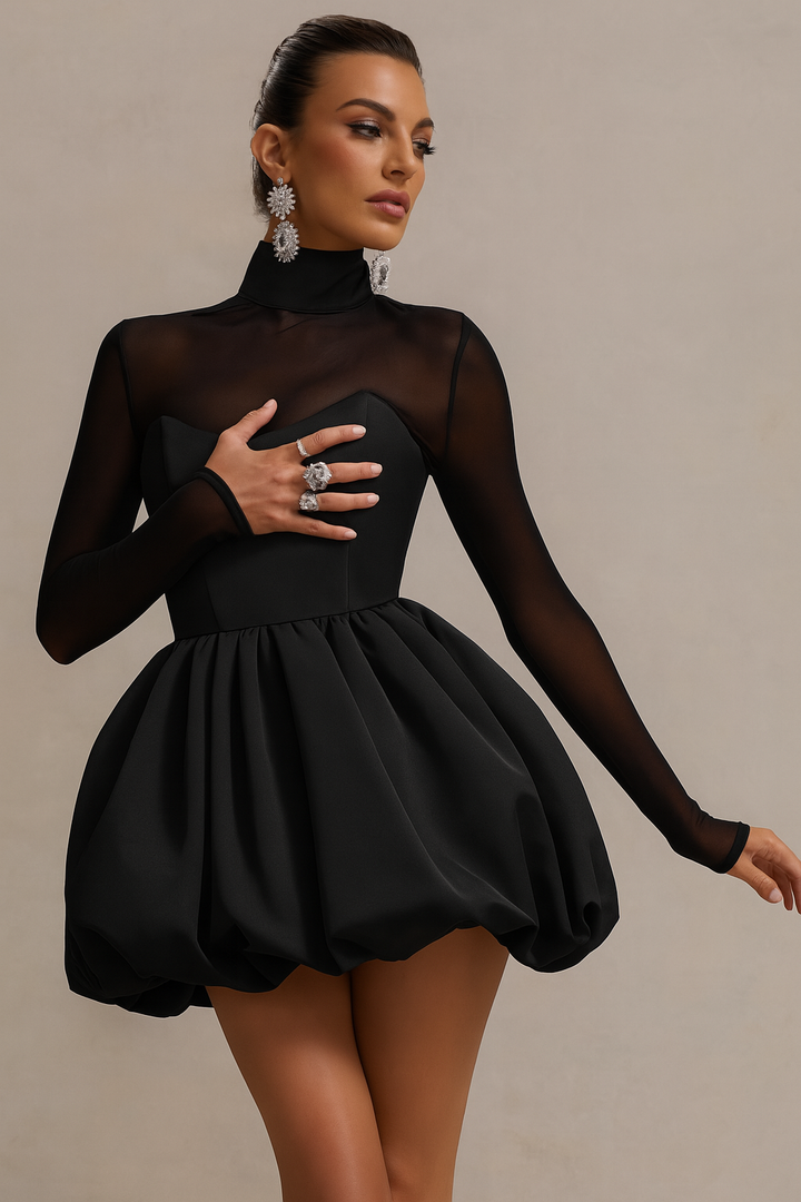 Mini Dress with Puff Skirt - Glamorous with Feminine Flair