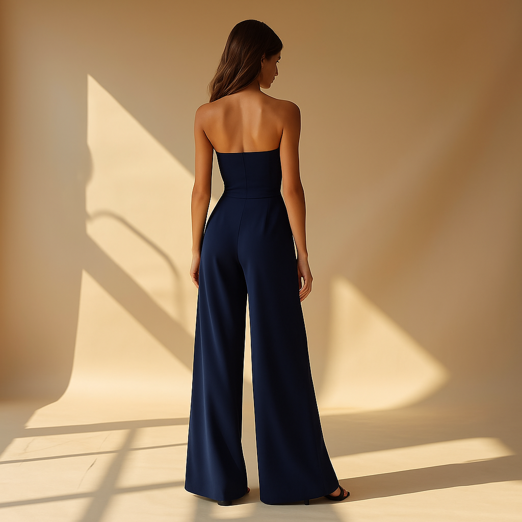 Elegant Strapless Jumpsuit with Corset Look