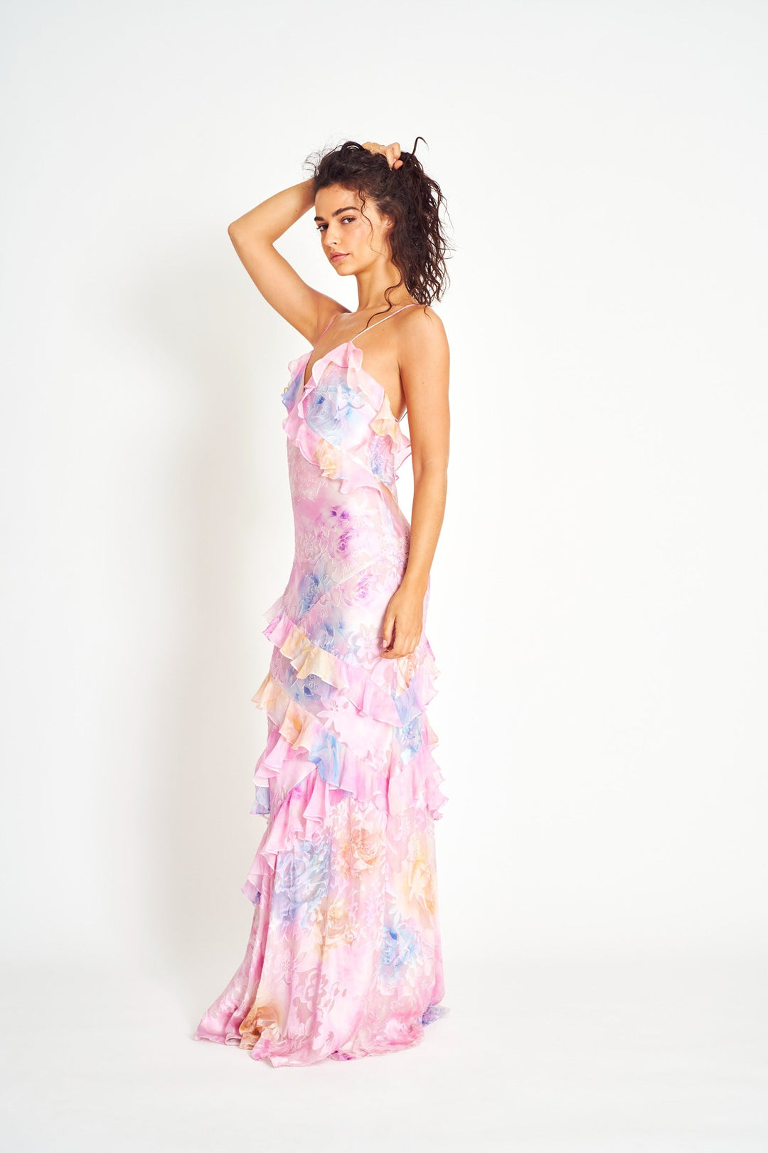 Floral Dress with Ruffles and Romantic Fit for Women