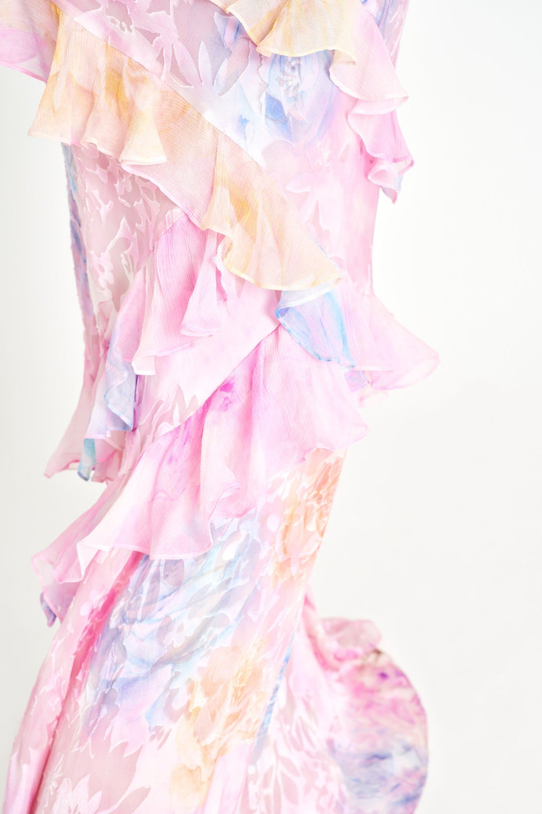 Floral Dress with Ruffles and Romantic Fit for Women