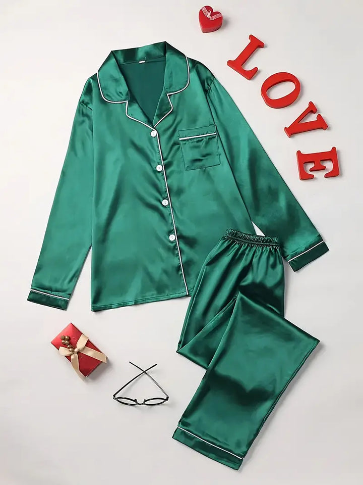 Satin Pyjama Set Elegant Women's Sleepwear