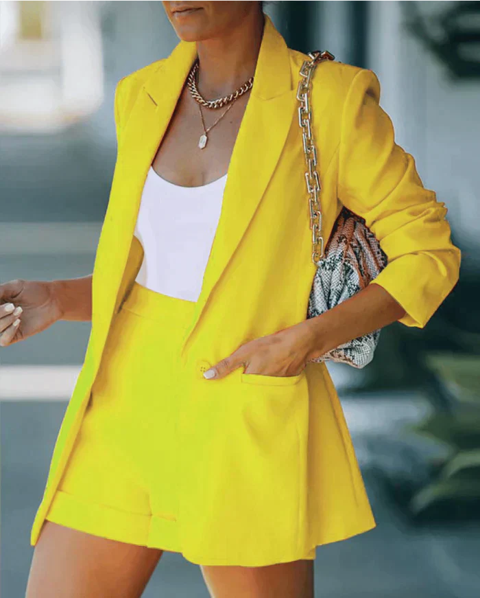 Women’s Blazer and Shorts Set - Two-Piece Outfit