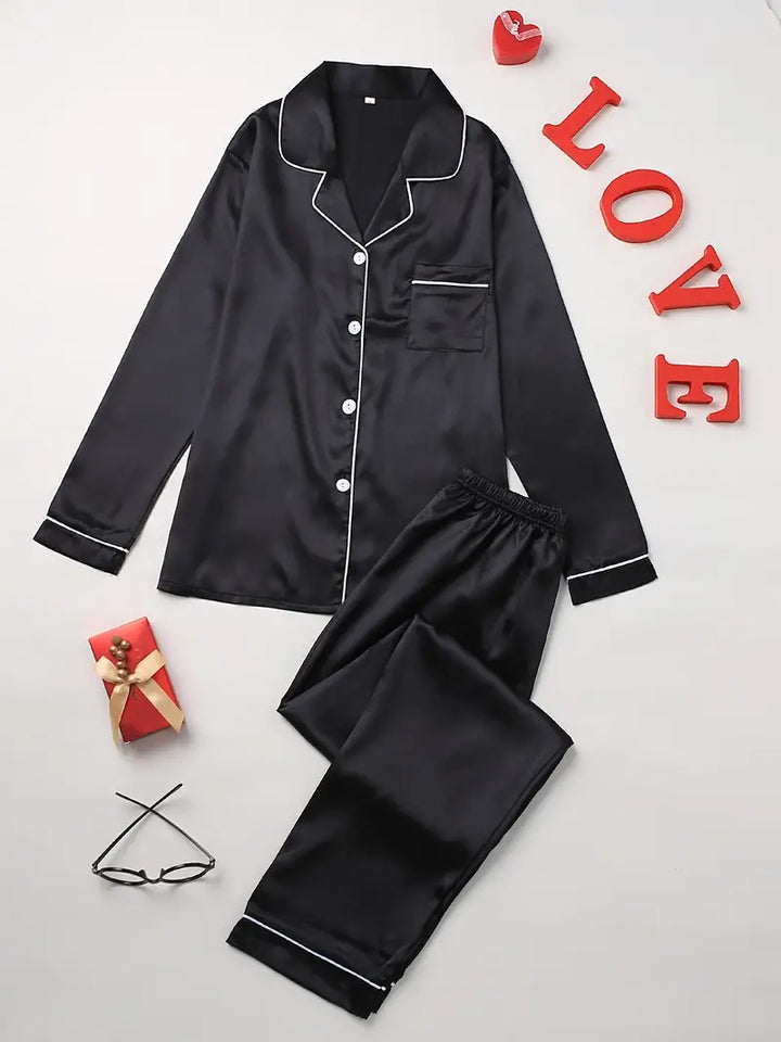 Satin Pyjama Set Elegant Women's Sleepwear