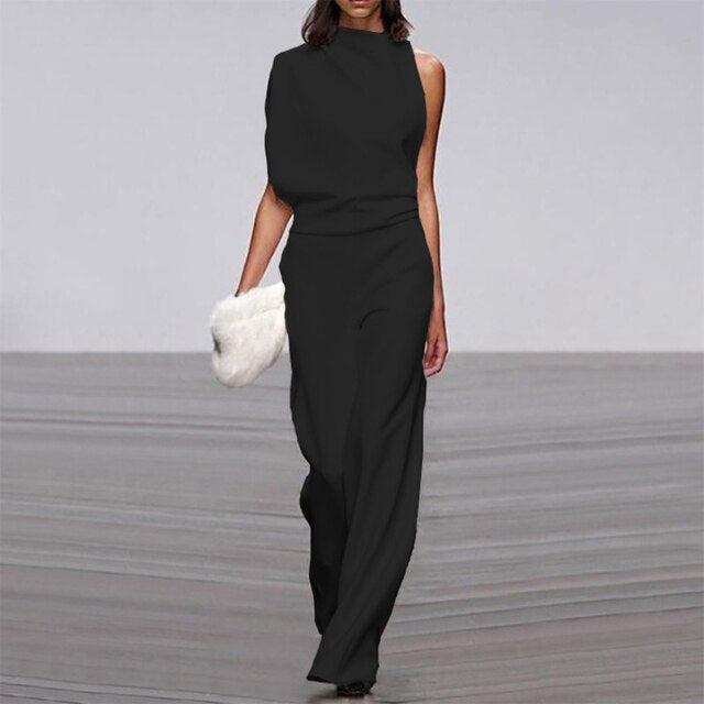 One-Shoulder Wide-Leg Jumpsuit Chic Women's Jumpsuit