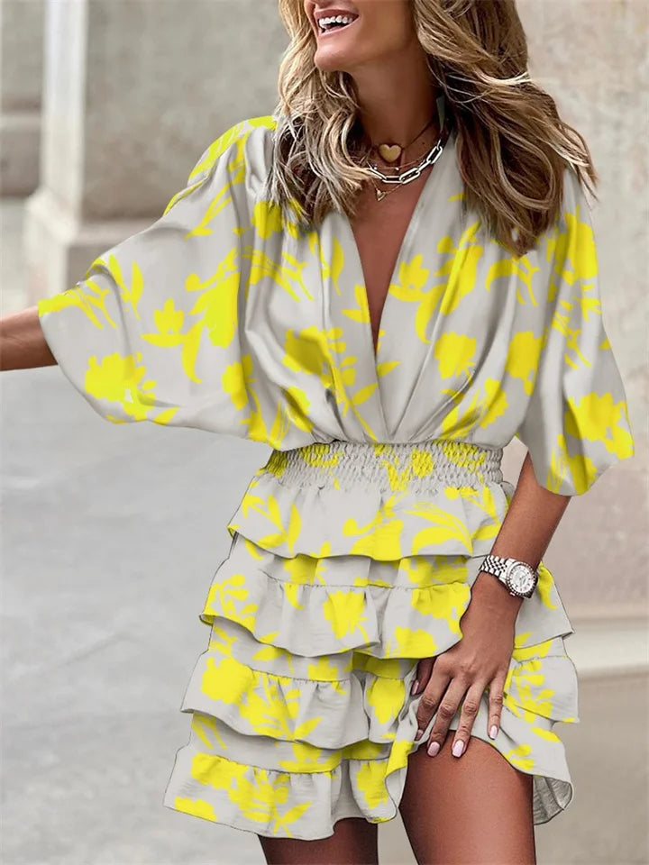 Airy Summer Dress with V-Neck & Ruffles