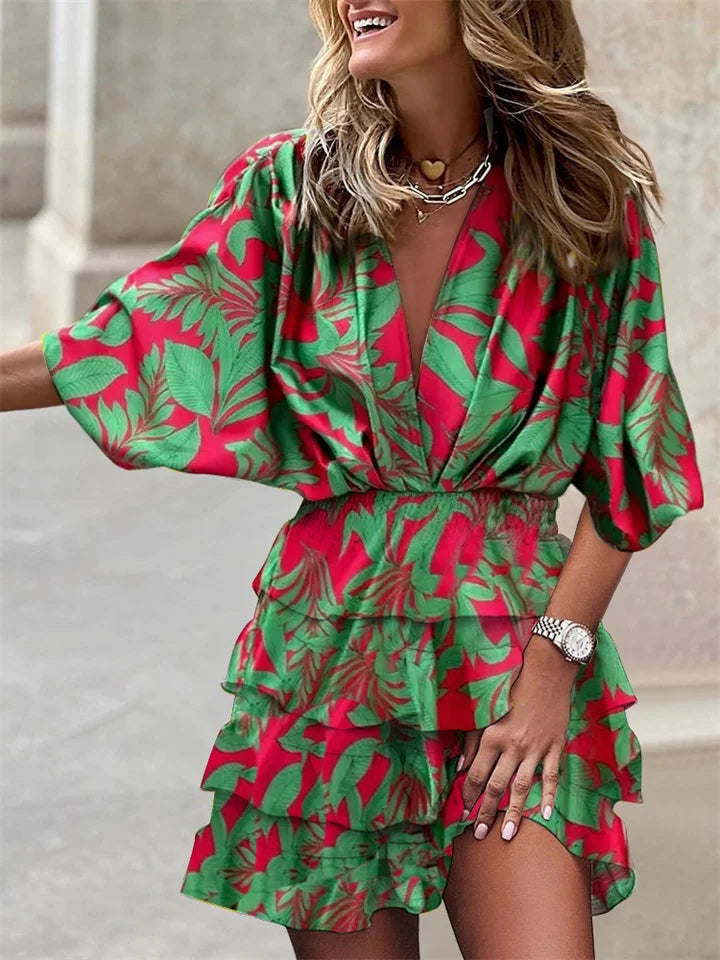 Airy Summer Dress with V-Neck & Ruffles