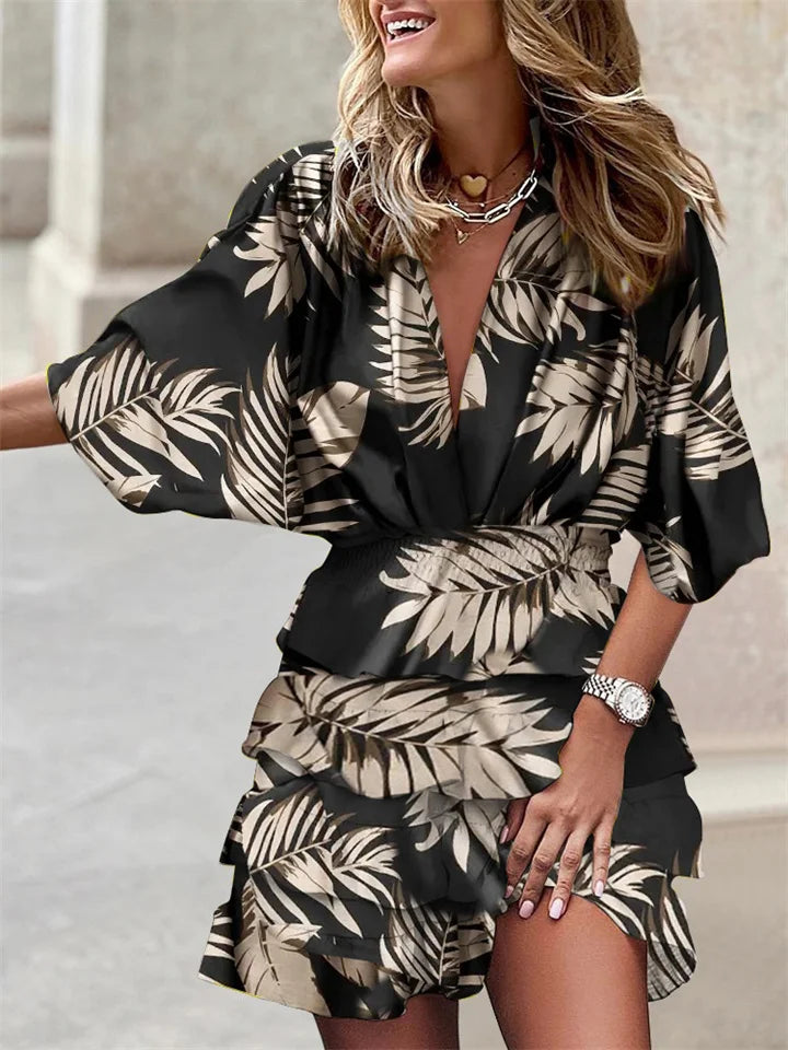 Airy Summer Dress with V-Neck & Ruffles