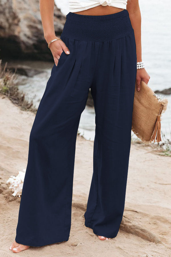 Comfortable High-Waisted Trousers - Light, Breathable with Wide Legs