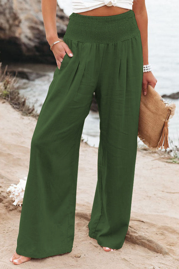 Comfortable High-Waisted Trousers - Light, Breathable with Wide Legs