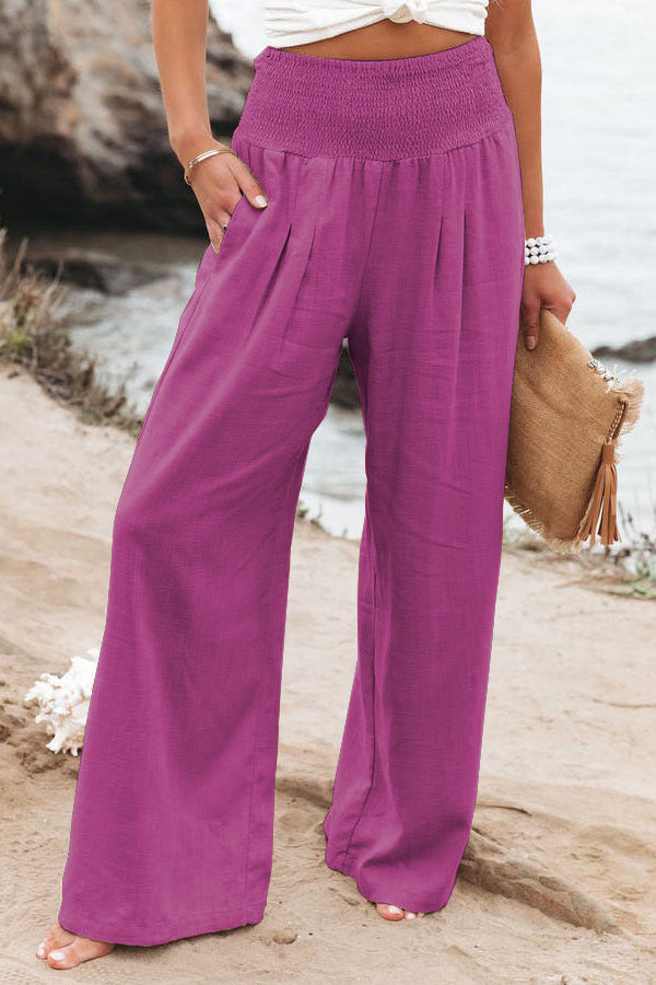 Comfortable High-Waisted Trousers - Light, Breathable with Wide Legs