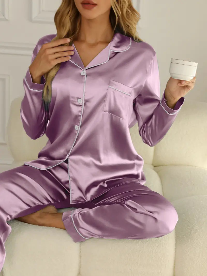 Satin Pyjama Set Elegant Women's Sleepwear