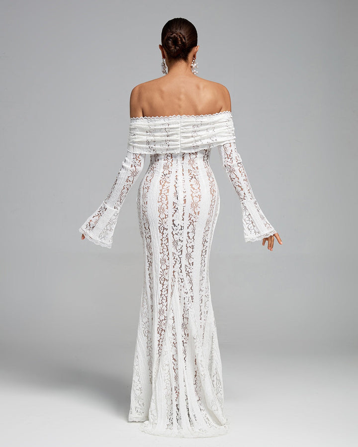 Luxe Off-Shoulder Maxi Dress in Lace