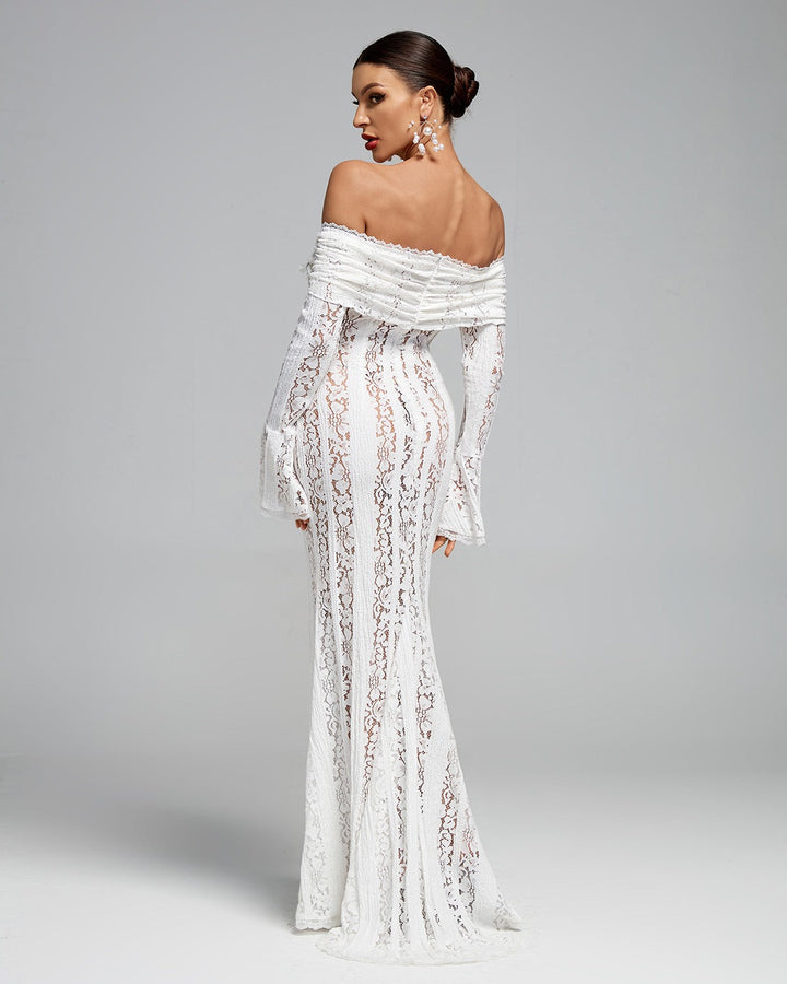 Luxe Off-Shoulder Maxi Dress in Lace