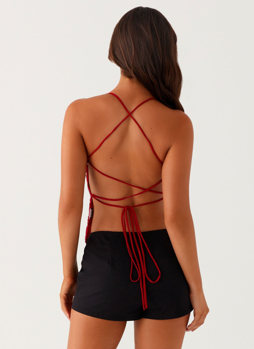 Party Top with Pearls and Spaghetti Straps