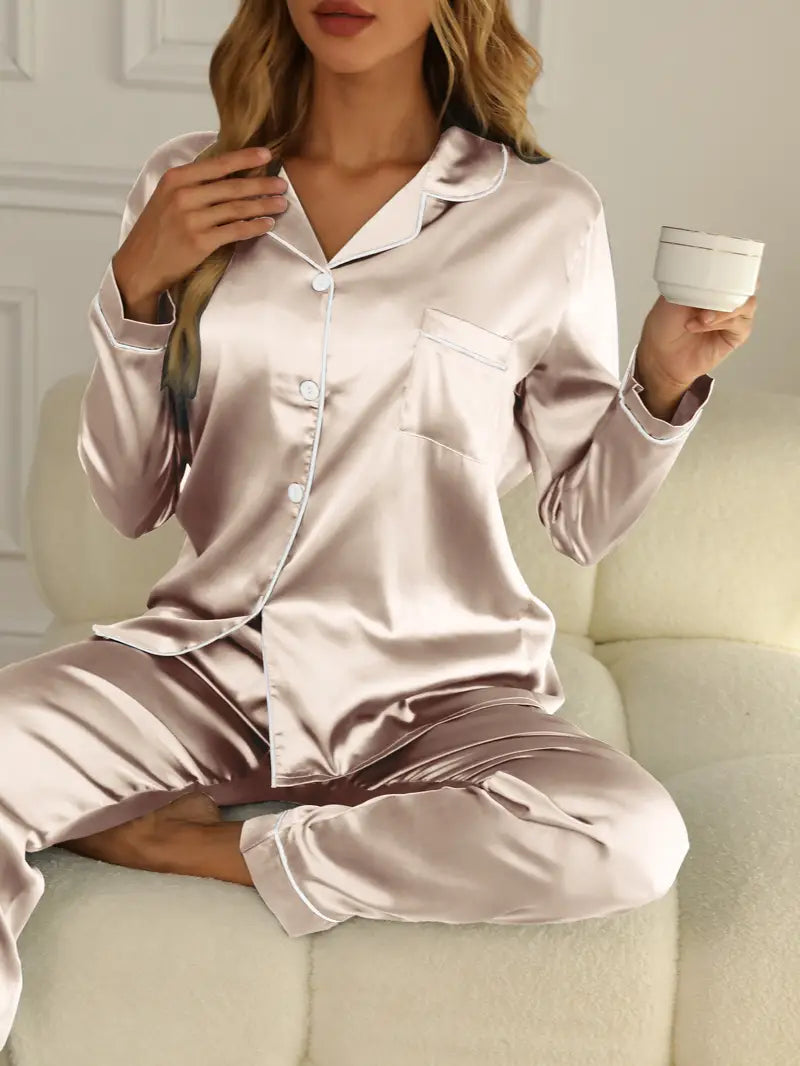 Satin Pyjama Set Elegant Women's Sleepwear