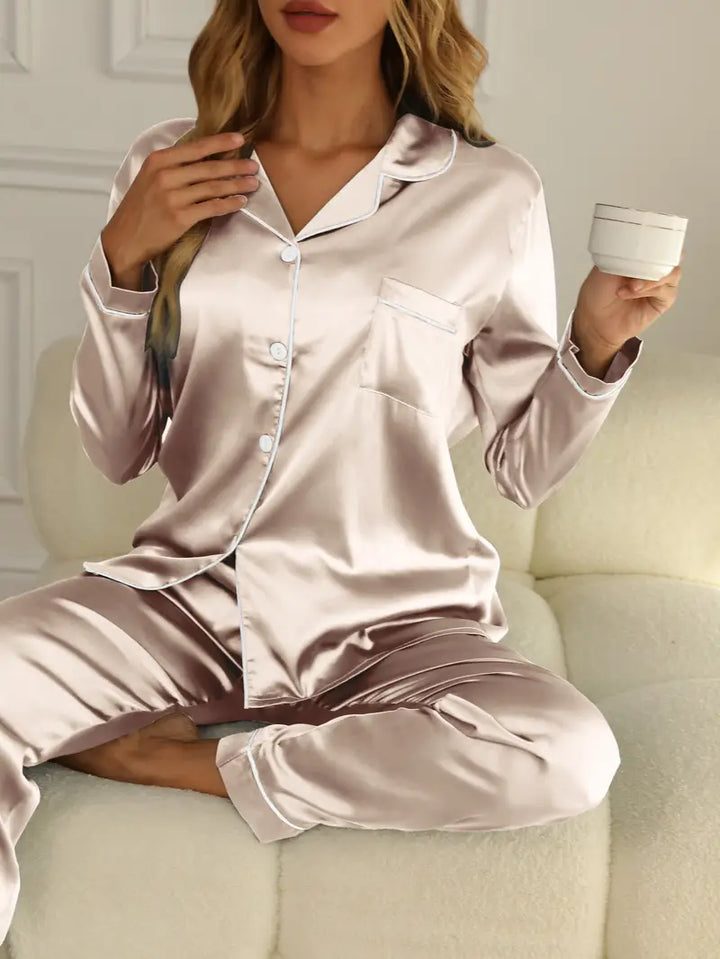 Satin Pyjama Set Elegant Women's Sleepwear
