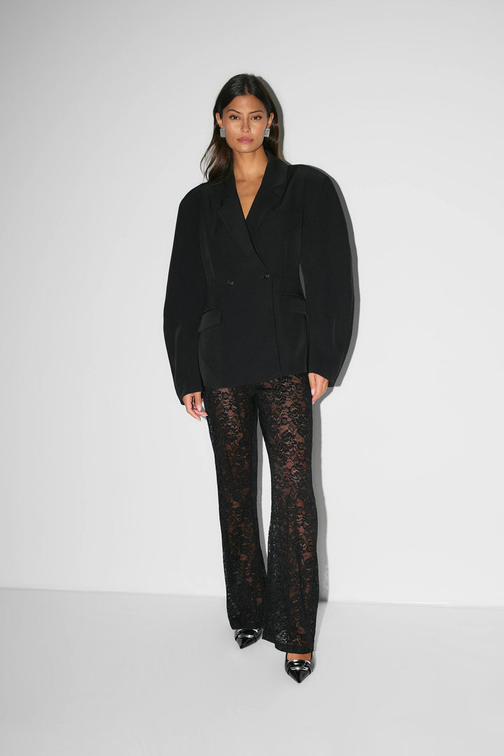 Flared Trousers with Lace and High Waist