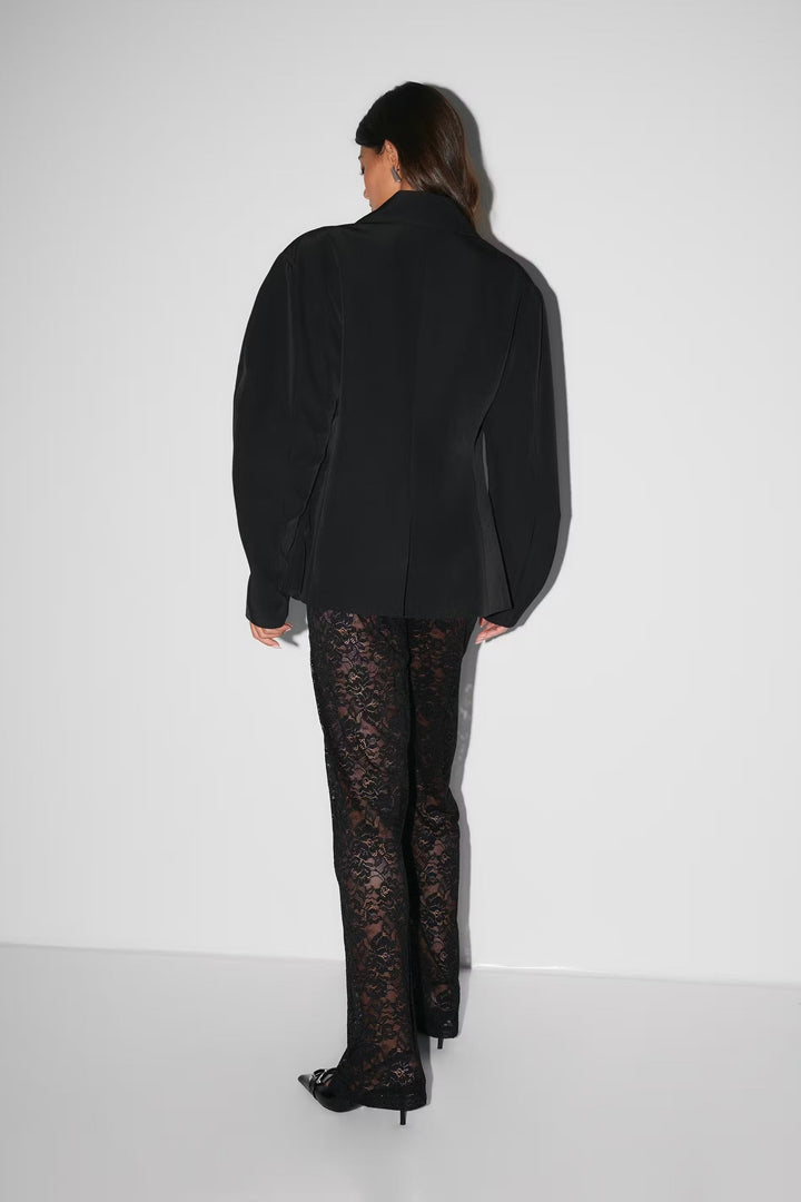 Flared Trousers with Lace and High Waist