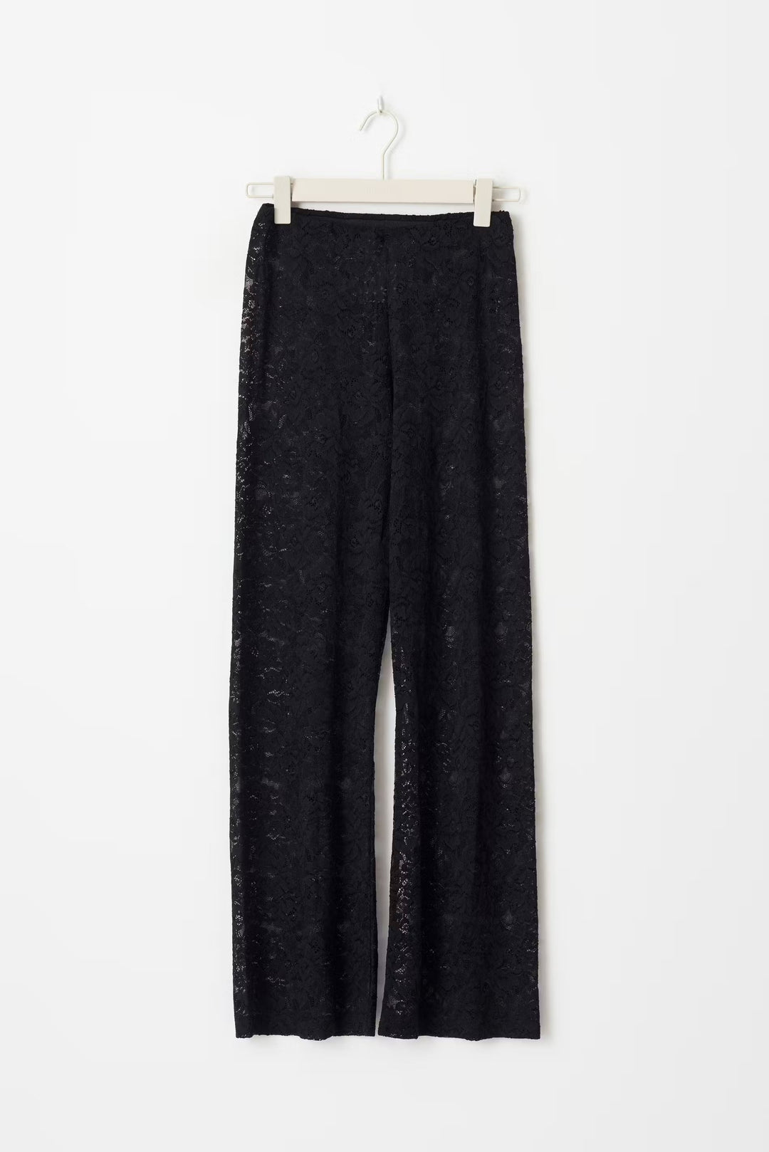 Flared Trousers with Lace and High Waist
