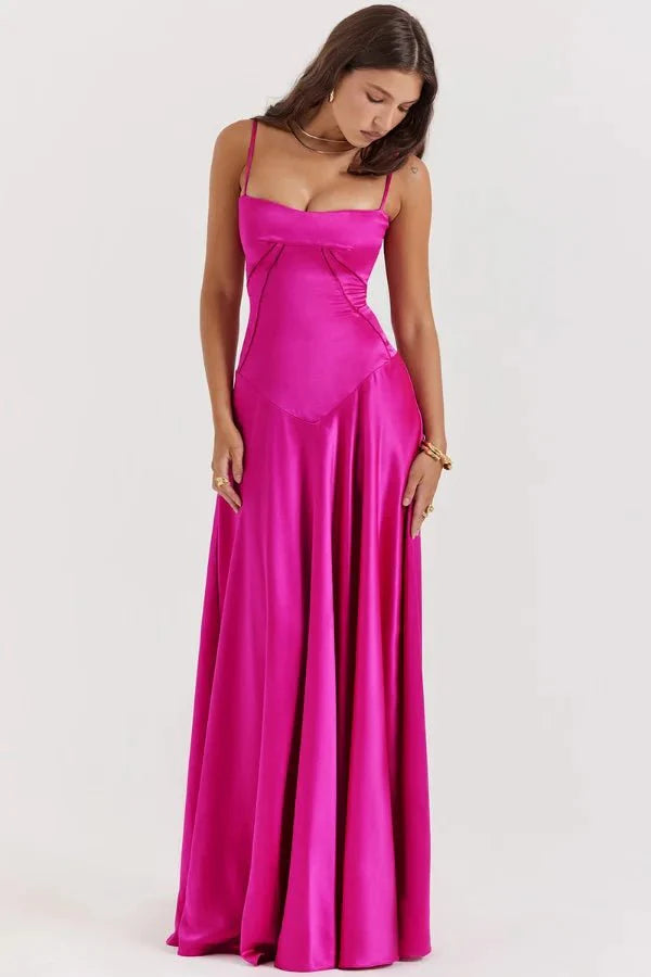 The Silky Satin Corset Maxi Dress