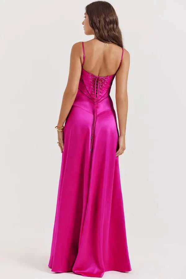 The Silky Satin Corset Maxi Dress