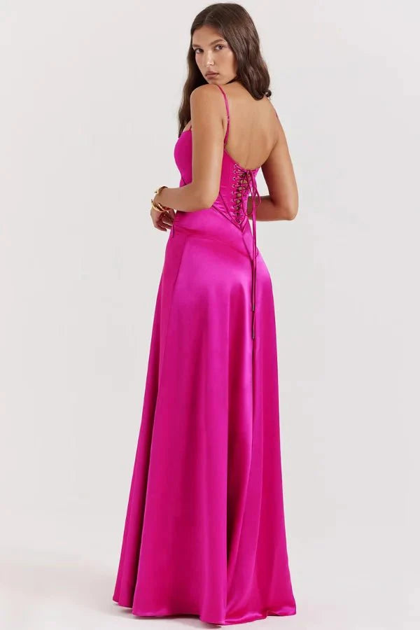 The Silky Satin Corset Maxi Dress