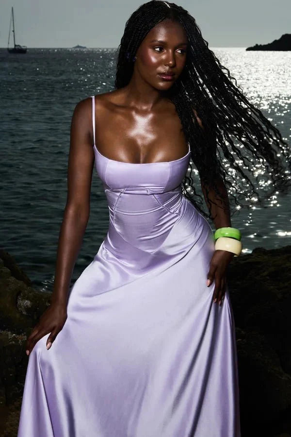 The Silky Satin Corset Maxi Dress