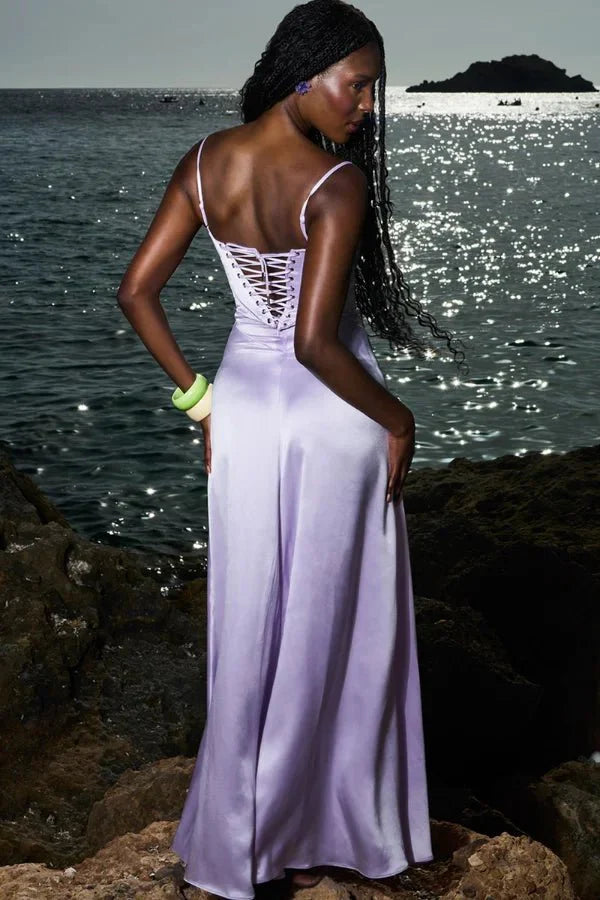 The Silky Satin Corset Maxi Dress