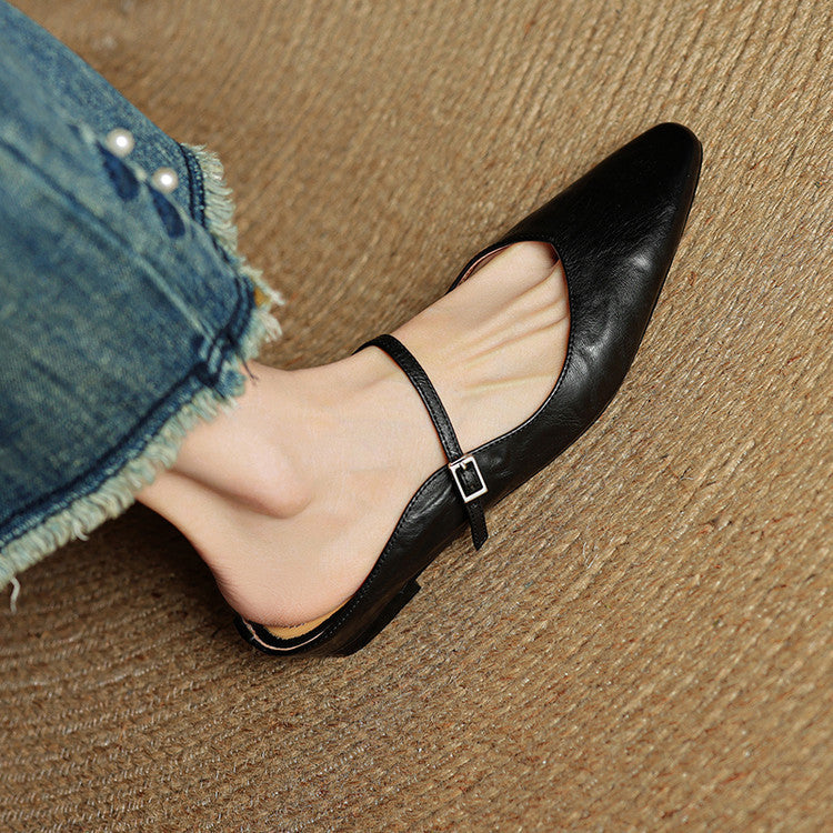 Women Genuine Leather Slip-On Mules