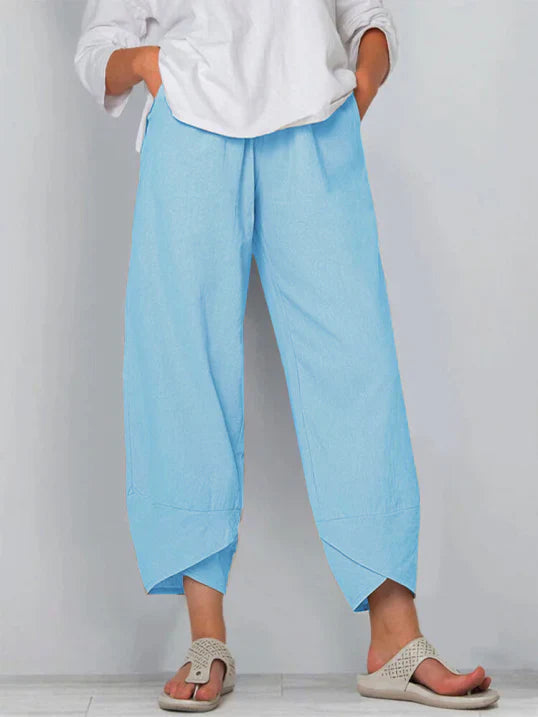 Wide Leg Tulip Hem Trousers High-Waist Women's Pants