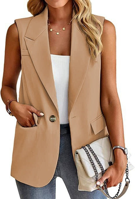 Sleeveless Blazer Vest Tailored Women's Waistcoat