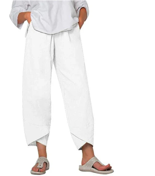 Wide Leg Tulip Hem Trousers High-Waist Women's Pants