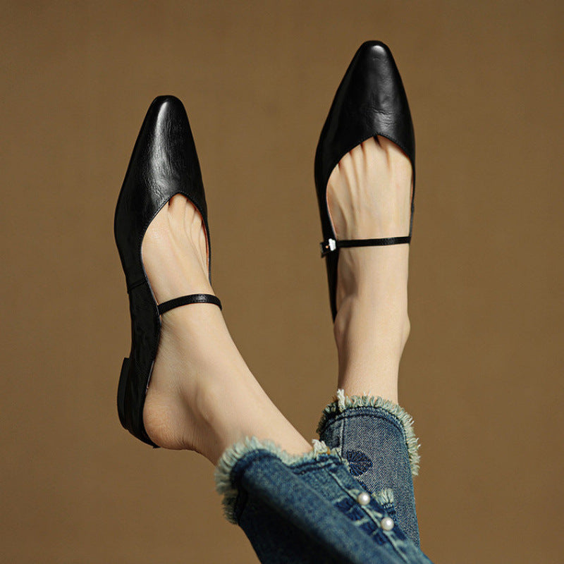 Women Genuine Leather Slip-On Mules