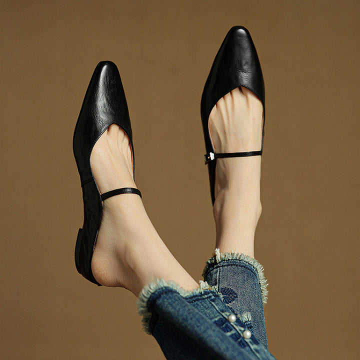 Women Genuine Leather Slip-On Mules