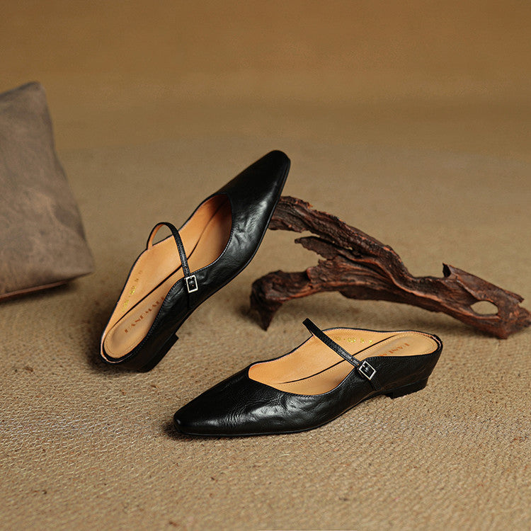 Women Genuine Leather Slip-On Mules
