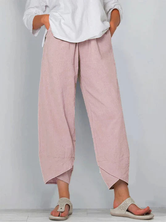 Wide Leg Tulip Hem Trousers High-Waist Women's Pants