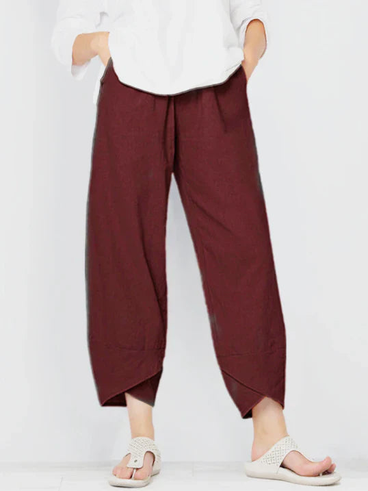 Wide Leg Tulip Hem Trousers High-Waist Women's Pants