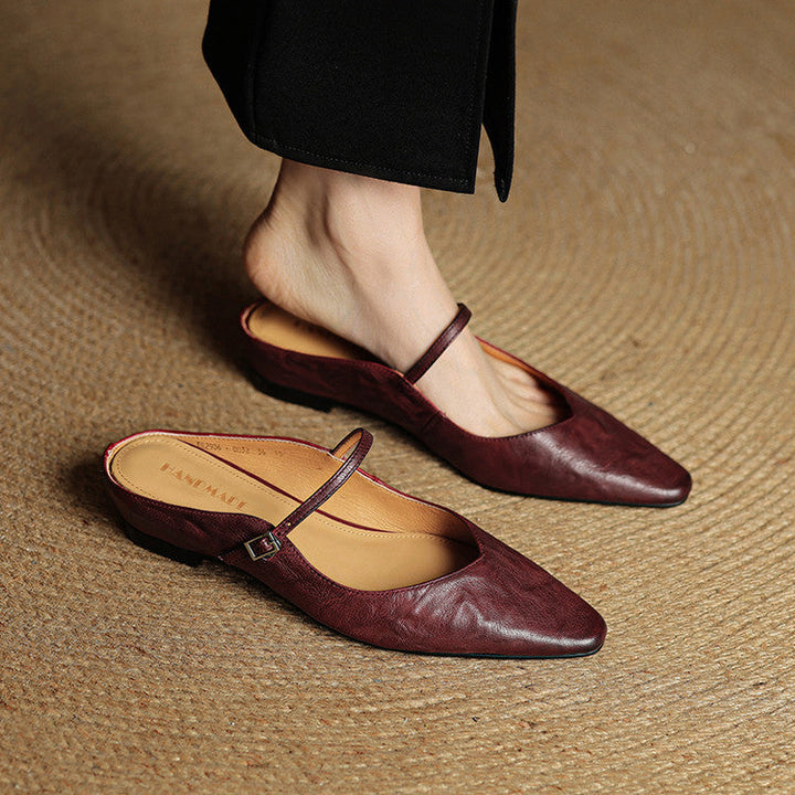 Women Genuine Leather Slip-On Mules