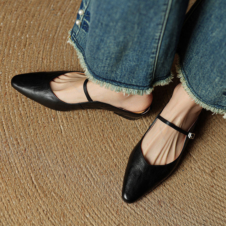 Women Genuine Leather Slip-On Mules