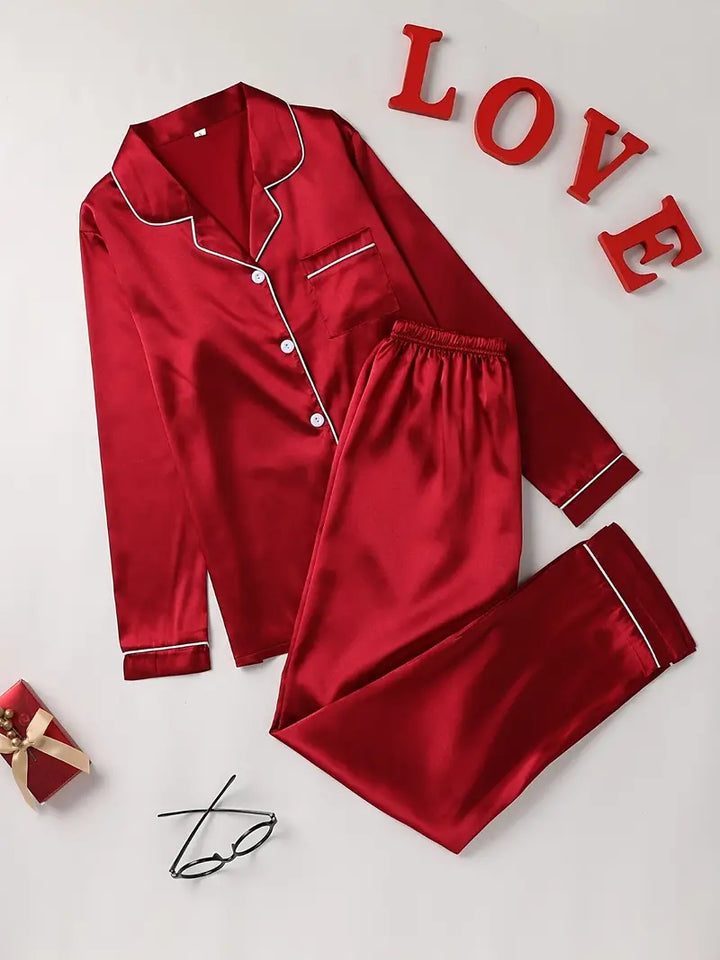 Satin Pyjama Set Elegant Women's Sleepwear